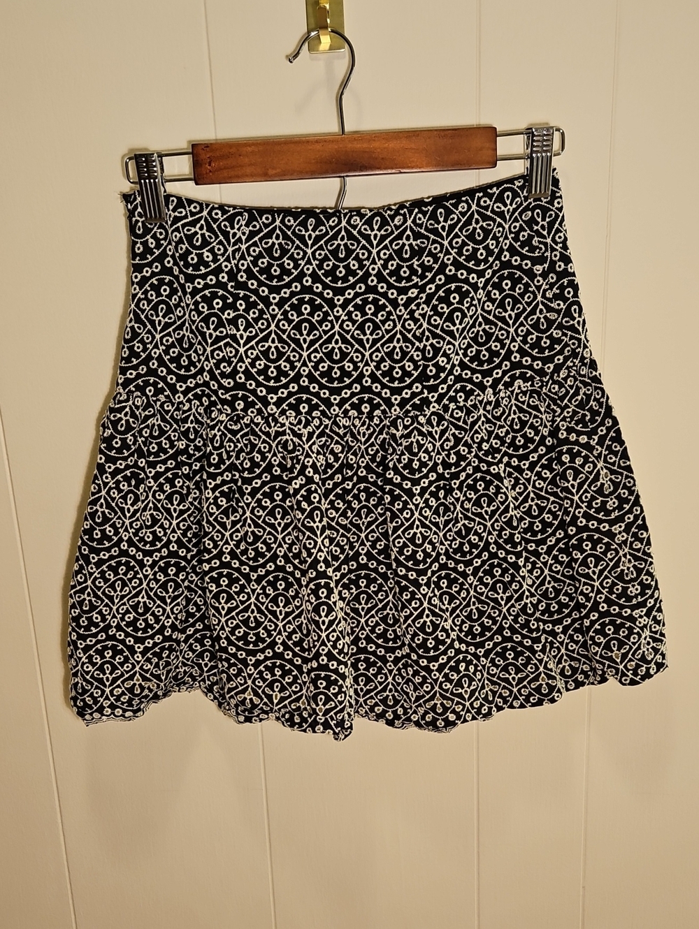 Express Black and White Patterned Circle Skirt